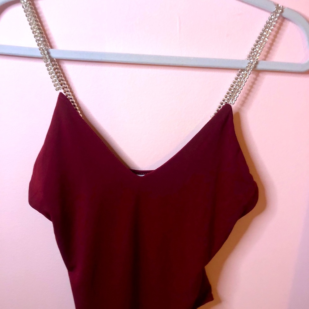 ⭐️Burgundy rhinestone body suit (4 for $30)